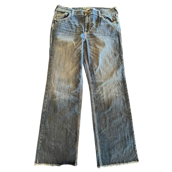 Ariat Jeans Wide Leg NWT Tag Sz 34L Womens Mid Rise Trouser Raw Hem Anabelle - Picture 2 of 12